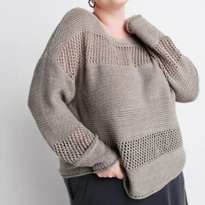 Ryllace Beachcomber Sweater, Women's Beige Hollow Knit Sweater Size 1X, like new